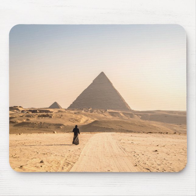 Woman in Hijab at Pyramids Mouse Pad (Front)