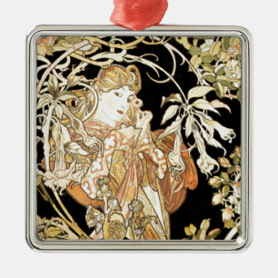Woman in Jasmine Vines Metal Tree Decoration