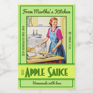 Woman in Kitchen Baking Vintage Custom Text Food Label