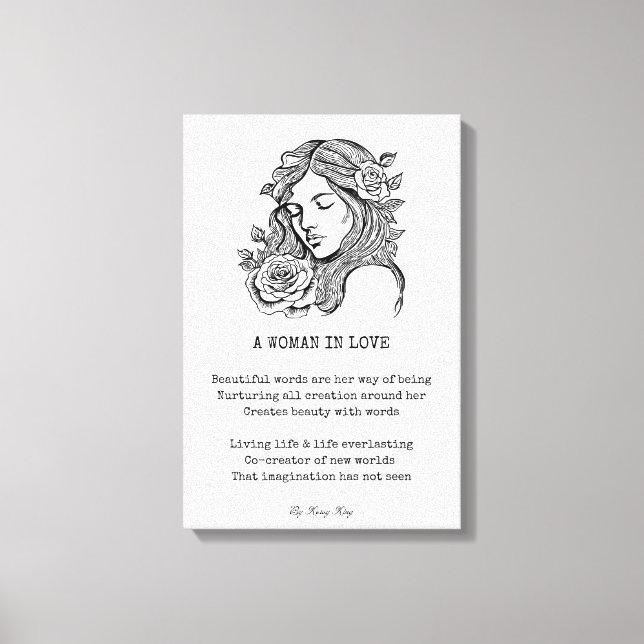 woman in love poem black and white roses wall art  (Front)