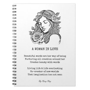 Woman in love quote roses notebook journal