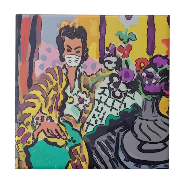 woman in Mask, art Tile (Front)