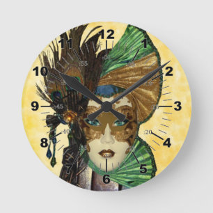 Woman In Masquerade Art Round Clock