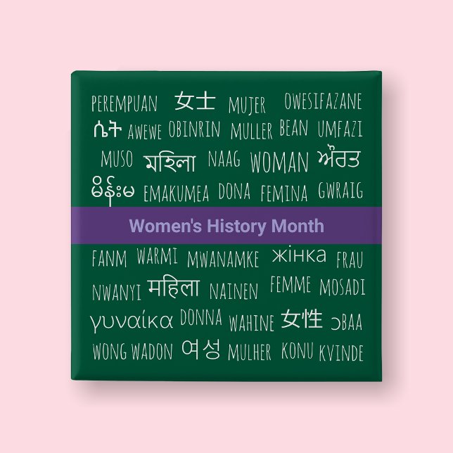 Woman In Multiple Languages - Women History Month 15 Cm Square Badge (Women History Month )