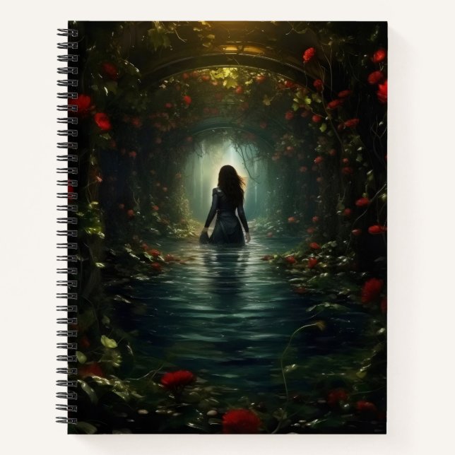 Woman in Mysterious Tunnel Notebook (Front)