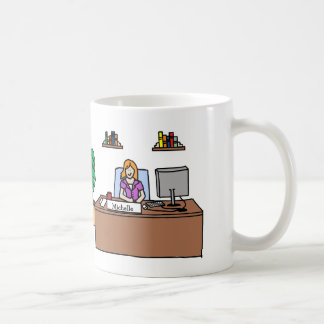 Woman in office - personalised cartoon mug