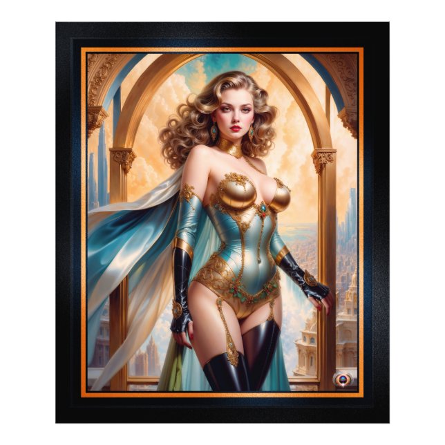 Woman In Opulent Gold Turquoise Attire by Xzendor7 Photo Print (Front)