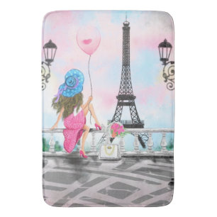 Woman In Paris Bath Mat - Eiffel Tower