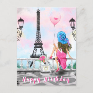 Woman in Paris Birthday Card