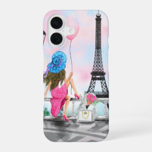 Woman In Paris Eiffel Tower iPhone 16 Case