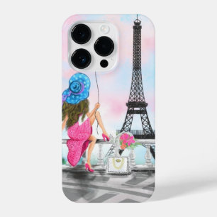 Woman In Paris Eiffel Tower Painting iPhone 14 Pro Case