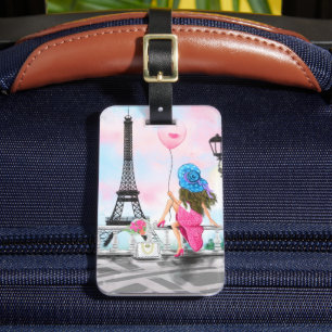Woman In Paris Luggage Tag Eiffel Tower Gift