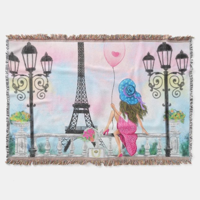 Woman In Paris Throw Blanket (Front)