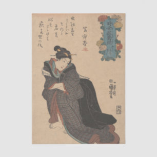Woman in Plaid Kimono, Arms Akimbo by Kuniyoshi    Tissue Paper