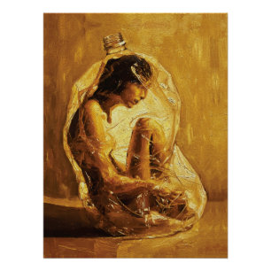 Woman in Plastic – Oil Painting Poster