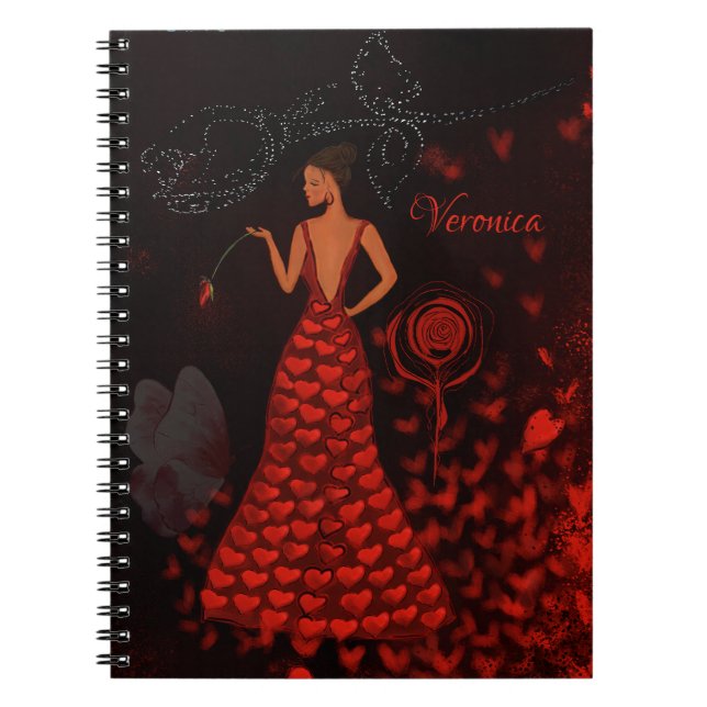 woman in red dress notebook (Front)