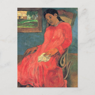 Woman in red dress - Paul Gauguin Postcard