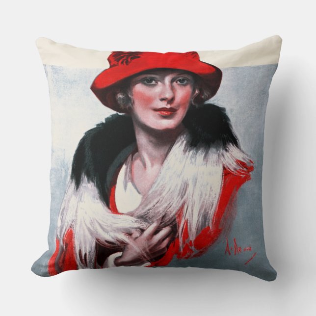 Woman in Red Hat Cushion (Front)