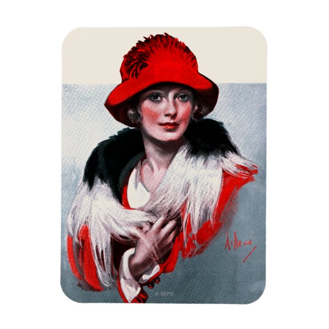 Woman in Red Hat Magnet (Vertical)