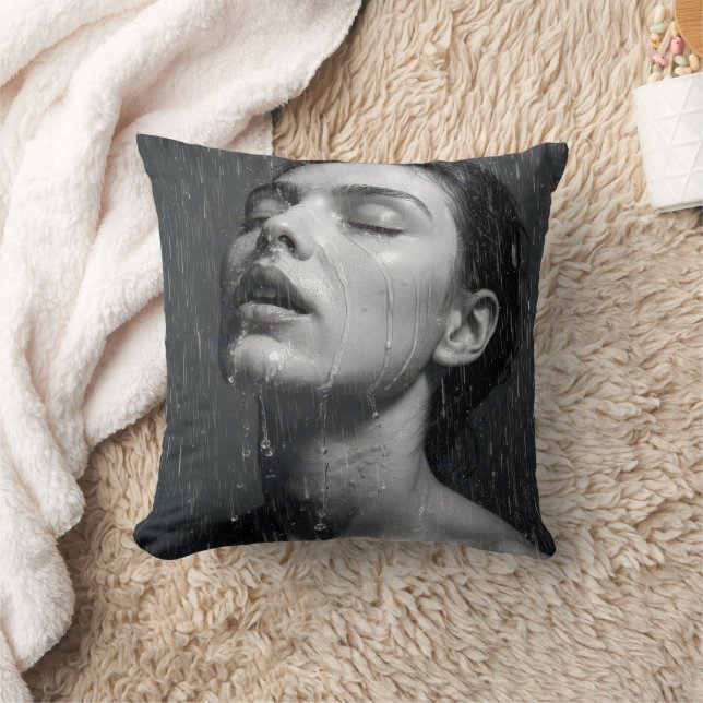 Woman In Shower Water Spray Cushion (Blanket)