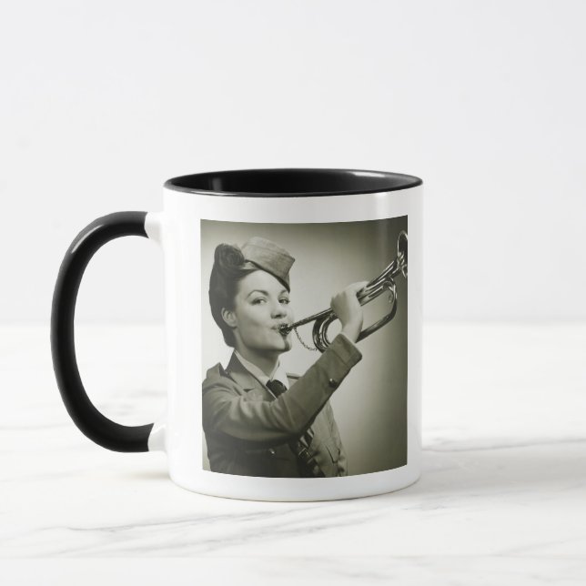 Woman in Soldier Uniform Mug (Left)