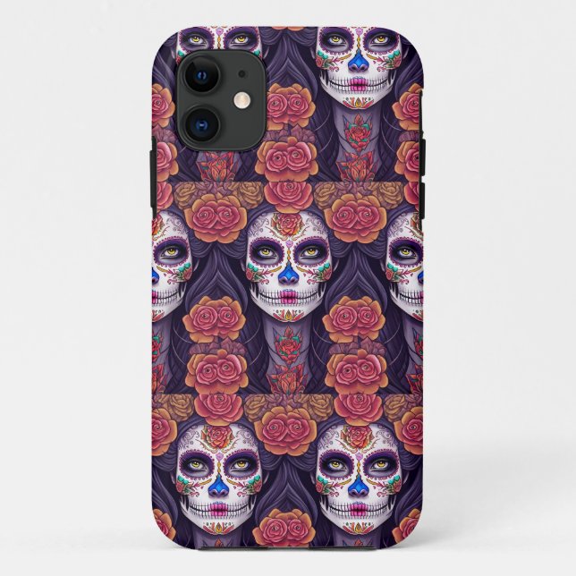 Woman in Sugar Skull Makeup Art Case-Mate iPhone Case (Back)