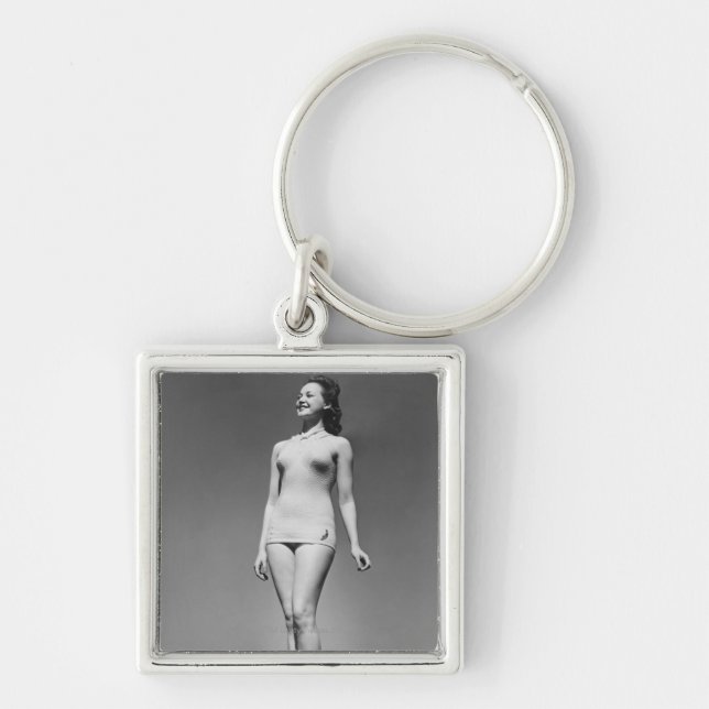 Woman in Swimsuit Key Ring (Front)