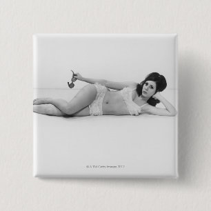 Woman in Swimwear 15 Cm Square Badge