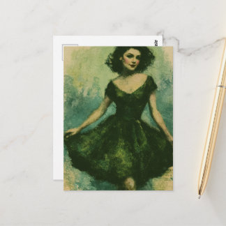 Woman in the Green Dress Postcard