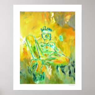 Woman in the Meadow, Green Figurative 20x16 Prints