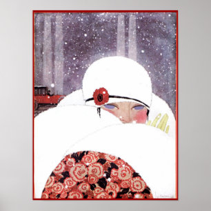 WOMAN IN THE SNOW,WINTER BEAUTY FASHION POSTER