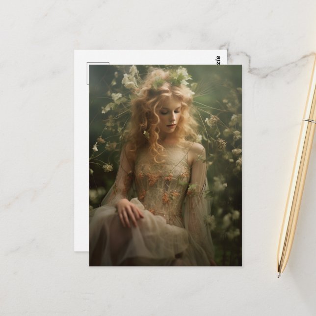 Woman in the Wildflowers Postcard (Front/Back In Situ)