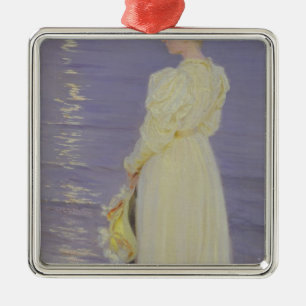 Woman in White on a Beach, 1893 Metal Tree Decoration