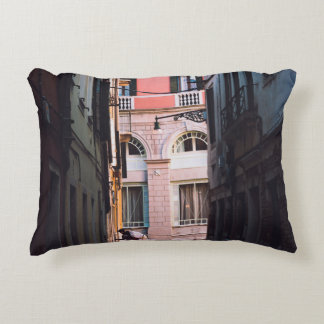 WOMAN IN WHITE SHIRT AND BLACK PANTS WALKING ON SI DECORATIVE CUSHION