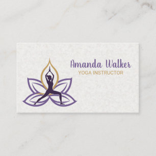 Woman in Yoga Pose Lotus Flower Business Card