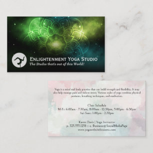 Woman in Yoga Pose Mandala Pattern in Space Business Card