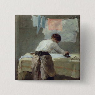 Woman Ironing 15 Cm Square Badge