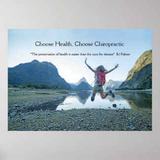 Woman jumping at lake Chiropractic Poster