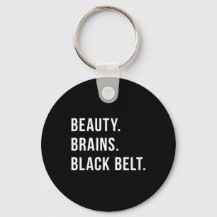 Woman Karate Black Belt_ Black Belt Key Ring