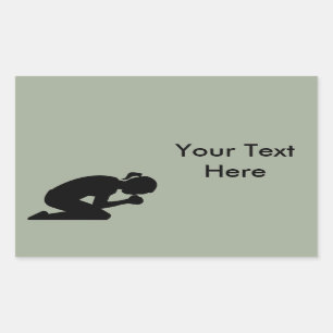 Woman Kneeling in Prayer. Pray Without Ceasing Rectangular Sticker