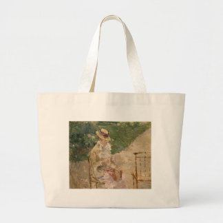 Woman Knitting, Berthe Morisot Fine Ar Large Tote Bag