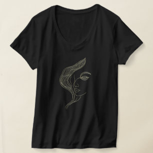 Woman Leaf Elegant Line Art Profile T-Shirt