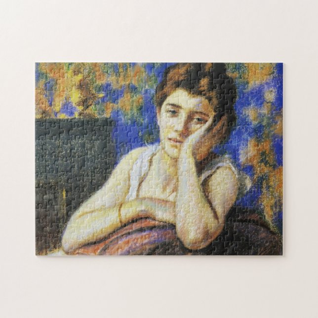 Woman Leaning on a Chair Jigsaw Puzzle (Horizontal)