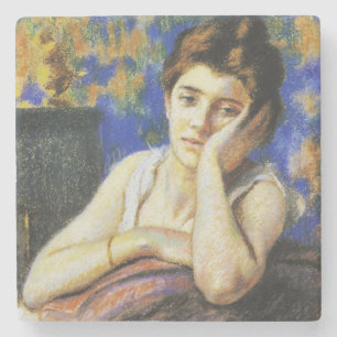 Woman Leaning on a Chair Stone Coaster