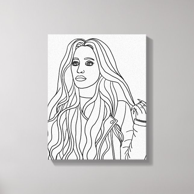 Woman Leather Jacket Fashion art Adult Coloring  Canvas Print (Front)