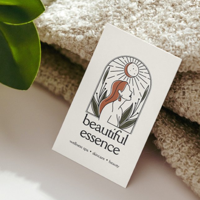 Woman Leaves Moon Arch SKINCARE Wellness Day Spa Business Card (Creator Uploaded)