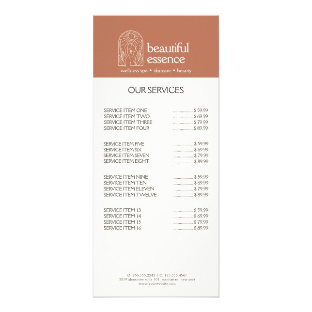 Woman Leaves Moon Arch SKINCARE Wellness Day Spa Rack Card (Front)