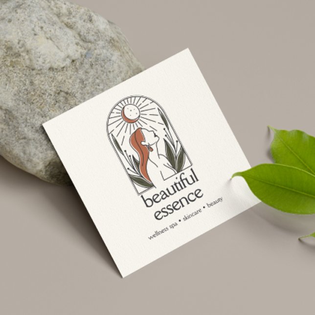 Woman Leaves Moon Arch SKINCARE Wellness Day Spa Square Business Card (Creator Uploaded)