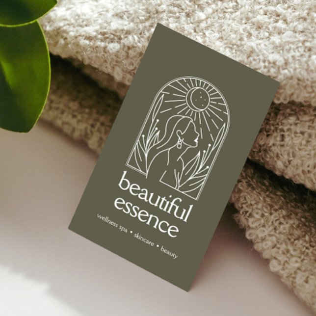 Woman Leaves Moon Arch Wellness Day Spa SAGE Business Card (Creator Uploaded)