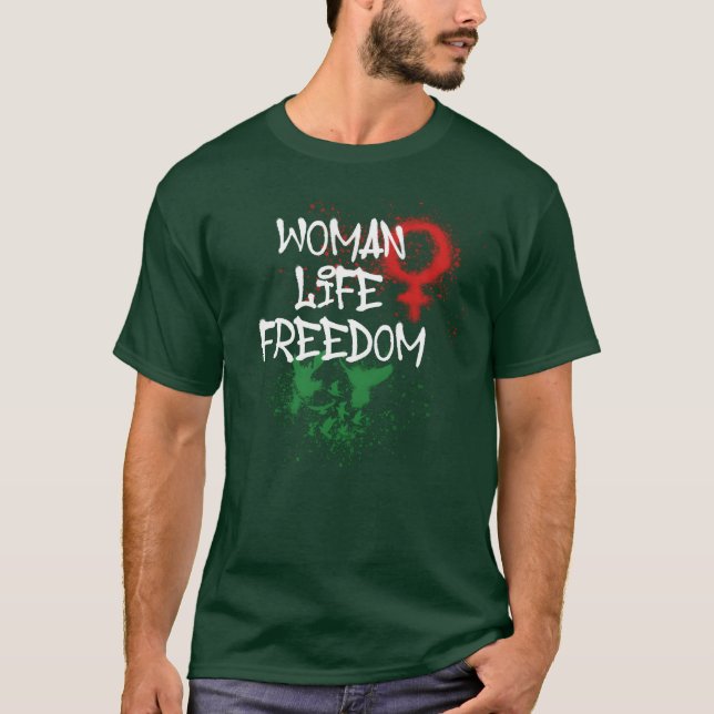 woman life freedom birdsirangraffiti retro T-Shirt (Front)